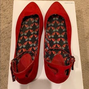 Red flats with ankle strap